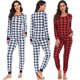 thumbnail image 4 of Conjunto de pijama a cuadros KAIYANG de manga larga para mujer azul S, 4 of 5