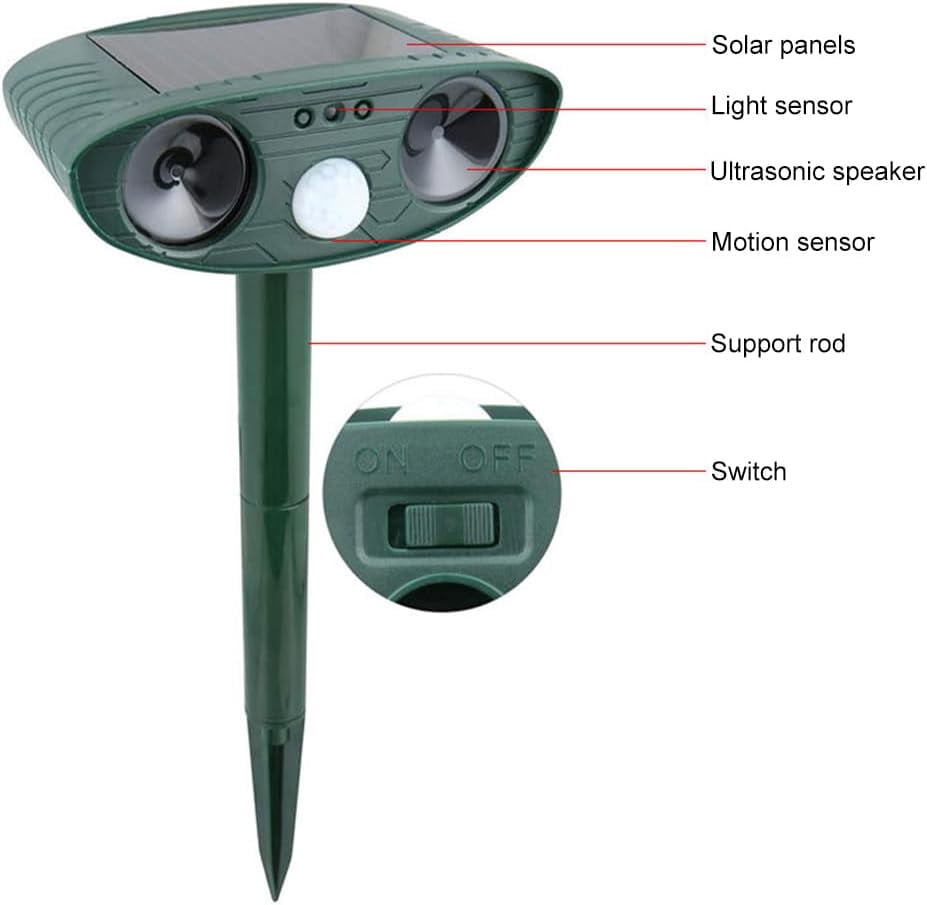 Animal Repellent Solar Powered with Motion Sensor, Flashing Light