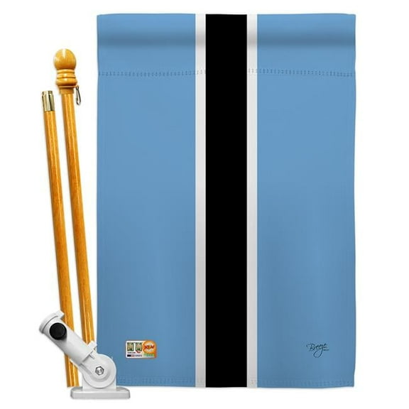 Breeze Decor BD-CY-HS-108209-IP-BO-D-US14-BD 28 x 40 in. Botswana Flags of the World Nationality Impressions Decorative Vertical Double Sided House Flag Set with Pole Bracket & Hardware