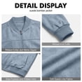 thumbnail image 6 of Mens Bomber Jacket Suede Faux Leather Zip Up Jackets With Pockets Long Sleeve Outerwear Ribbed Stand Collar Varsity Jackets Fall Winter Clothes Travel Business Casual Clothes, 6 of 7