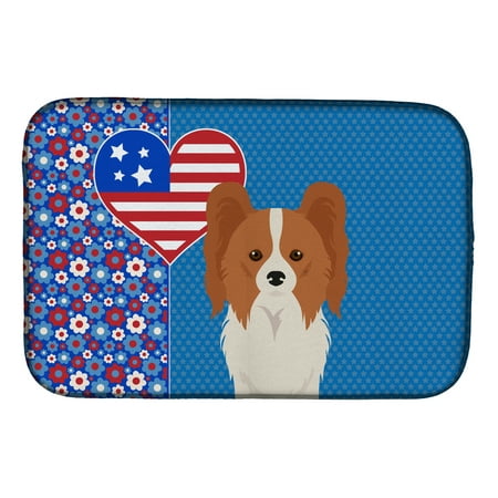 

Red and White Papillon USA American Dish Drying Mat 14 in x 21 in