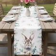 thumbnail image 4 of Easter Bunny Table Runner 72 Inches, Eucalyptus Leaves Cute Rabbit White Flowers Bed Runner Dresser Scarves Tabletop for Indoor Outdoor Parties/Ceremony/Banquet, 14" x 72", 4 of 8