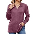 thumbnail image 6 of Button Loose-fitting Sanding T-shirt Top For Women, 6 of 6