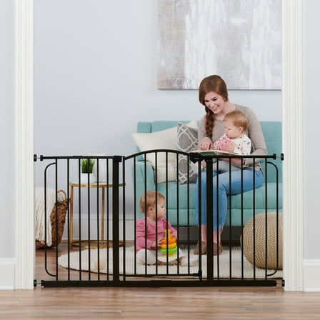Regalo Extra Wide 58” Arched Décor Baby Safety Gate with Extensions, Pressure-Mounted for Doorways & Bottom of Stairs, Dark Bronze
