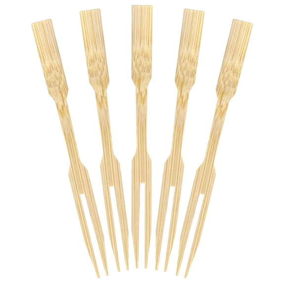 BambooMN Premium 3.5' Bamboo Mini Cocktail Tasting Forks Fruit Picks Party Supplies, 300 Pieces