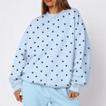thumbnail image 5 of Bexdxz Women's Oversized Polka Dot Crewneck Sweatshirt, Soft Long Sleeve Pullover Top, Casual Y2K Fall Daily Wear Outfit Light Blue XL, 5 of 6