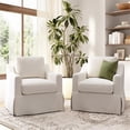 thumbnail image 6 of Pemberly Row Swivel Accent Chairs With Slipcovers Set of 2 in Ivory Basketweave, 6 of 7