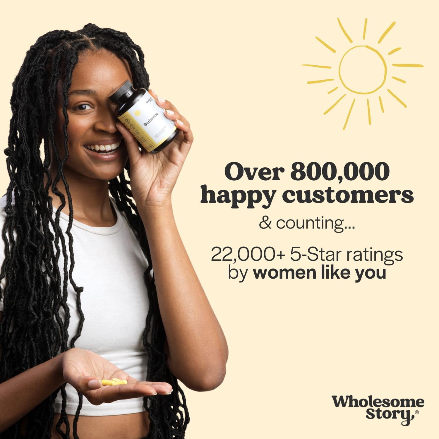 Wholesome Story 1500mg Berberine Supplement for Hormonal Balance & Metabolic Health, 90 Capsules