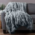 thumbnail image 5 of Lavish Home 60x80-Inch Ruched Faux Fur Blanket for Sofas and Beds (Silver), 5 of 7