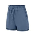 thumbnail image 5 of Womens Shorts with Pockets Summer Casual Shorts for Women Waist Casual Lightweight Adjustable Knot Loose Blue, 5 of 7