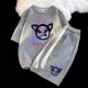 thumbnail image 3 of Conjunto de dos piezas deportivo de gran tamaño de estilo universitario japonés y coreano para hombre y niño, camiseta holgada informal de manga corta y pantalones cortos, 3 of 5