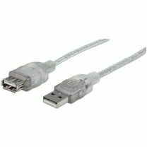 Manhattan Hi-Speed USB Extension Cable - USB 2.0, Type-A Male to Type-A Female, 480 Mbps, 10 ft., Translucent Silver