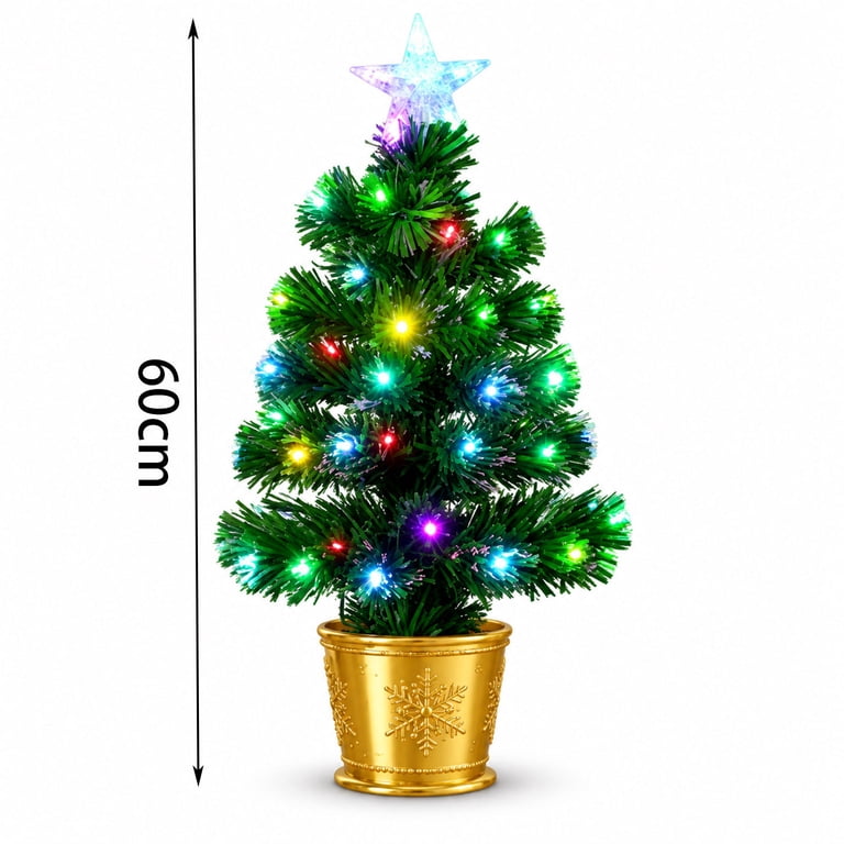 Fiber Optic Mini Artificial Christmas Tree with Star Topper, Color ...
