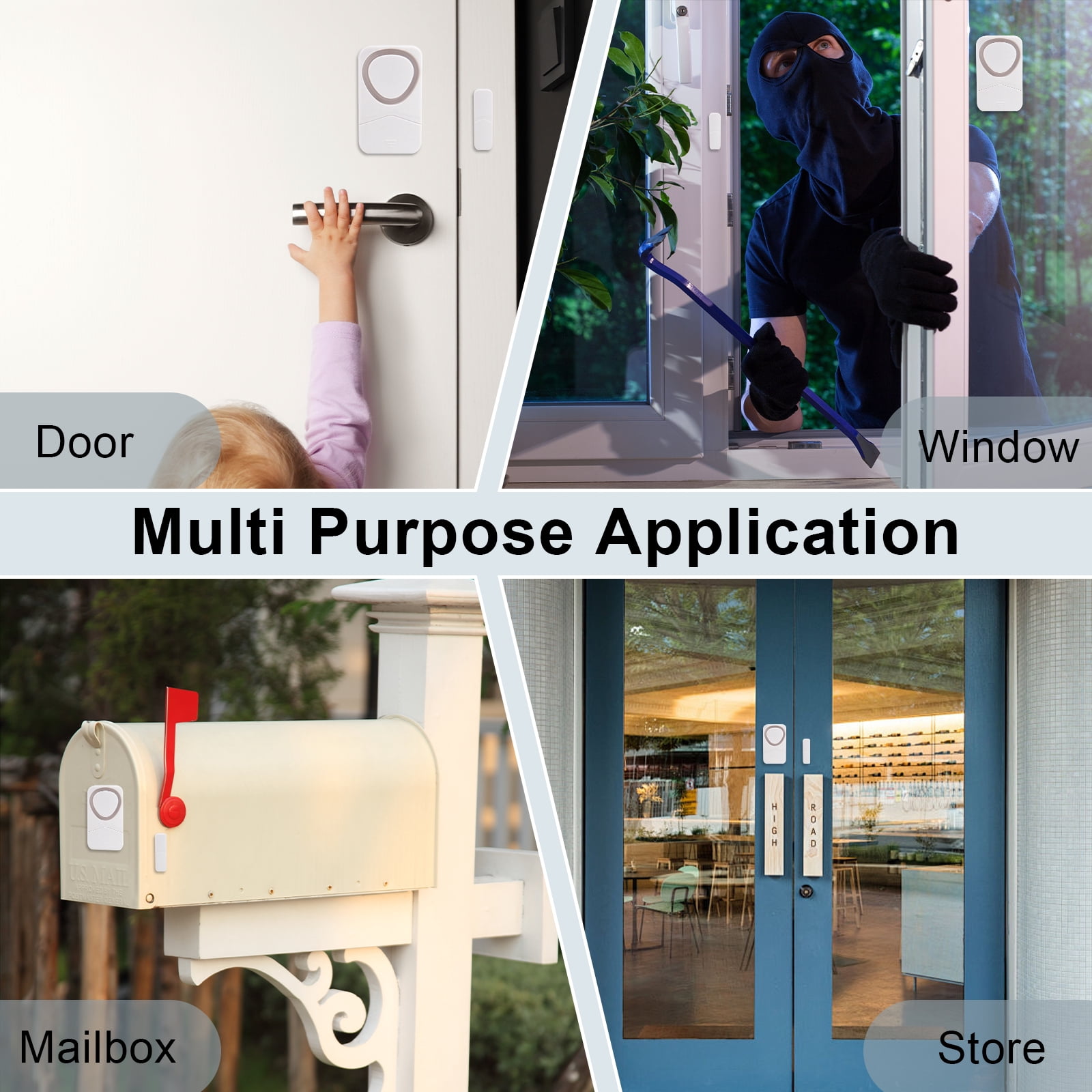 NineLeaf Window Alarm Sensors,Sliding Door Alarms when Opened,Refrigerator Alarm,Door and Window Alarm,110dB Loud Alarm,Easy Installation,4 Alarm Modes,Suitable for Home, Office, Shop, Fridge, 5PK