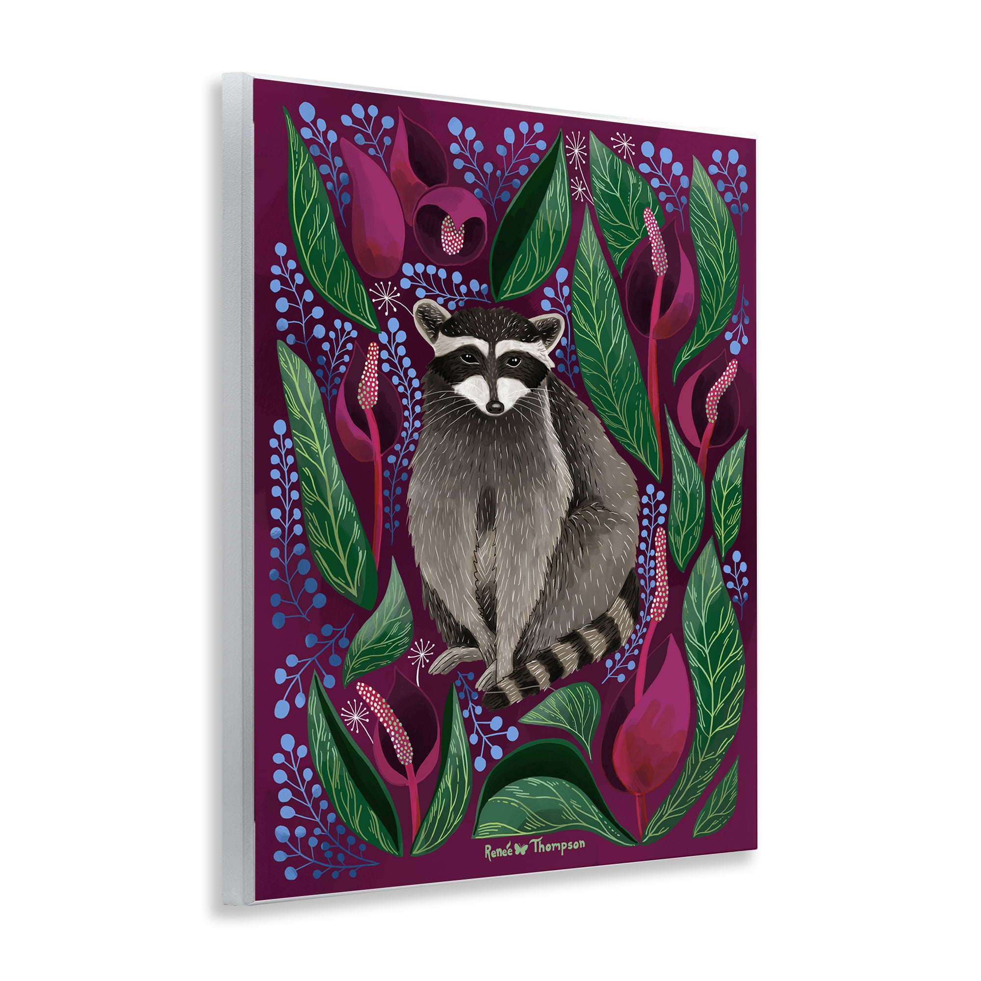 Stupell Industries Raccoon & Cabbage Leaves Animals Painting Unframed Art Print Wall Art, 11 x 14