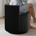 thumbnail image 3 of Velvet Swivel Accent Chair with Storage, 360° Vanity Makeup Chair with Wave Back, No Assembly Comfy Single Sofa Chair, Small Accent Stool for Bedroom, Dressing, Living Room, White, 3 of 7