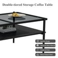 thumbnail image 5 of Rectangle Coffee Table with Gray Tempered Glass top, Modern Table with Black Table Legs and MDF Panel for Dining Room, Living Room, 5 of 5