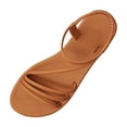 thumbnail image 2 of Womens Sandals Comfortable Flat Sole Design Peep Toe Design Solid Plain Color Lightweight Comfort Trendy Fashion Style Comfortable Sandals for Women, 2 of 9