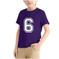 thumbnail image 2 of TEAJOPSUU Boys Girls Short Sleeve Athletic Shirts Number 6 Jerseys Crew Neck T-Shirts Moisture-Wicking Sports Uniforms,Basketball,Football Tees B-Purple, 2 of 6