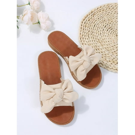 

Women s Open Toe Flat Slide Sandals Casual Summer Fashion Walking Slippers Shoes Beige CN39(8)