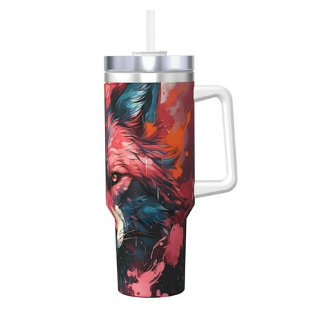 

Ocsxa Red Flame Wolf Head Print 40oz Stainless Steel Vacuum Insulated Tumbler Car Cup Coffee Mug with Spillproof Lid Keep Your Drink Hot or Cold on the Go
