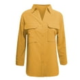 thumbnail image 6 of Shacket Women! Comdrip Women's Casual Fashion Double Pocket Loose Fitting Long Sleeved Solid Color Shirt Womens Shacket Yellow XL, 6 of 6