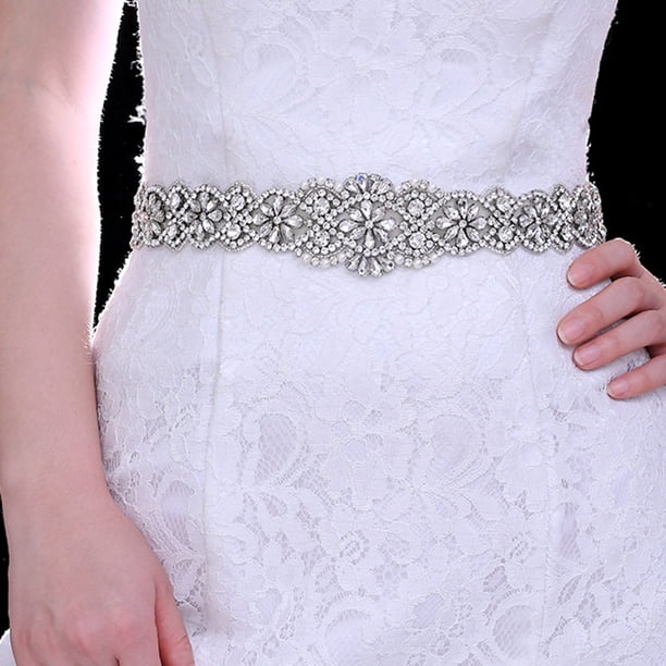 Ivory Rhinestone Bridal Belt Wedding Prom Party Formal Dress Gown Sash Belt Ivory Floral Bridal Belt,Wedding Belt,Crystal Rhinestones  main image 2