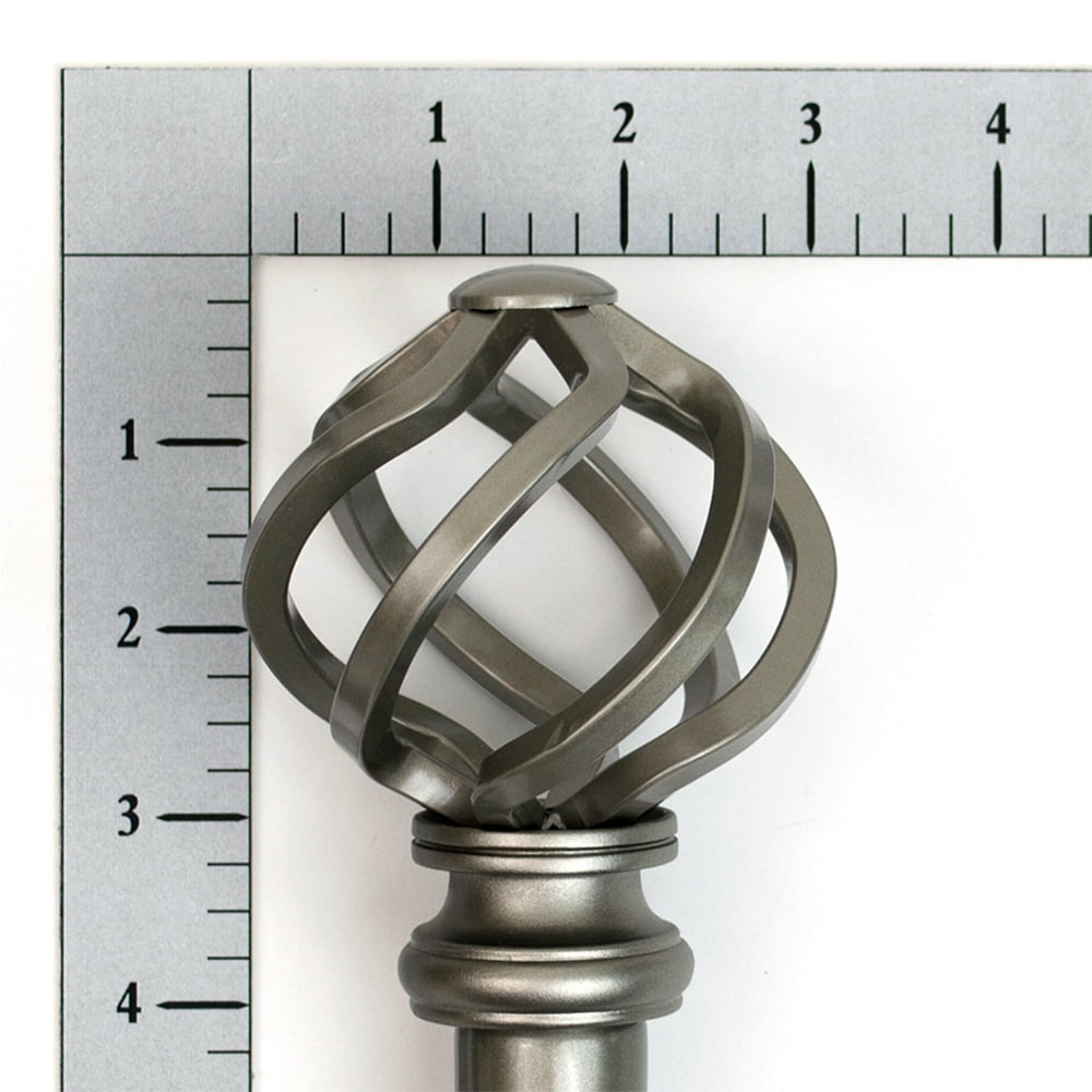Lumino 1" and 5/8" Pewter Prima Cage Adjustable Double Curtain Rod Set, 42"-120"