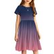 thumbnail image 5 of Odeerbi Niñas Verano A-Line Vestido Gradiente Swing Vestido Niños Manga Corta Stretchy Dress, 5 of 7