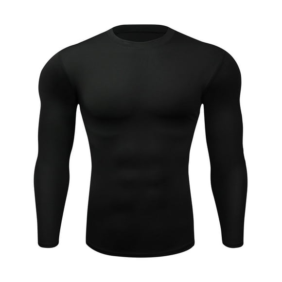 Compression Shirt Men Long Sleeve Seamless Athletic Quick Drying Workout Top Stretch Fit Crewneck Gym Running Undershirts Clearance