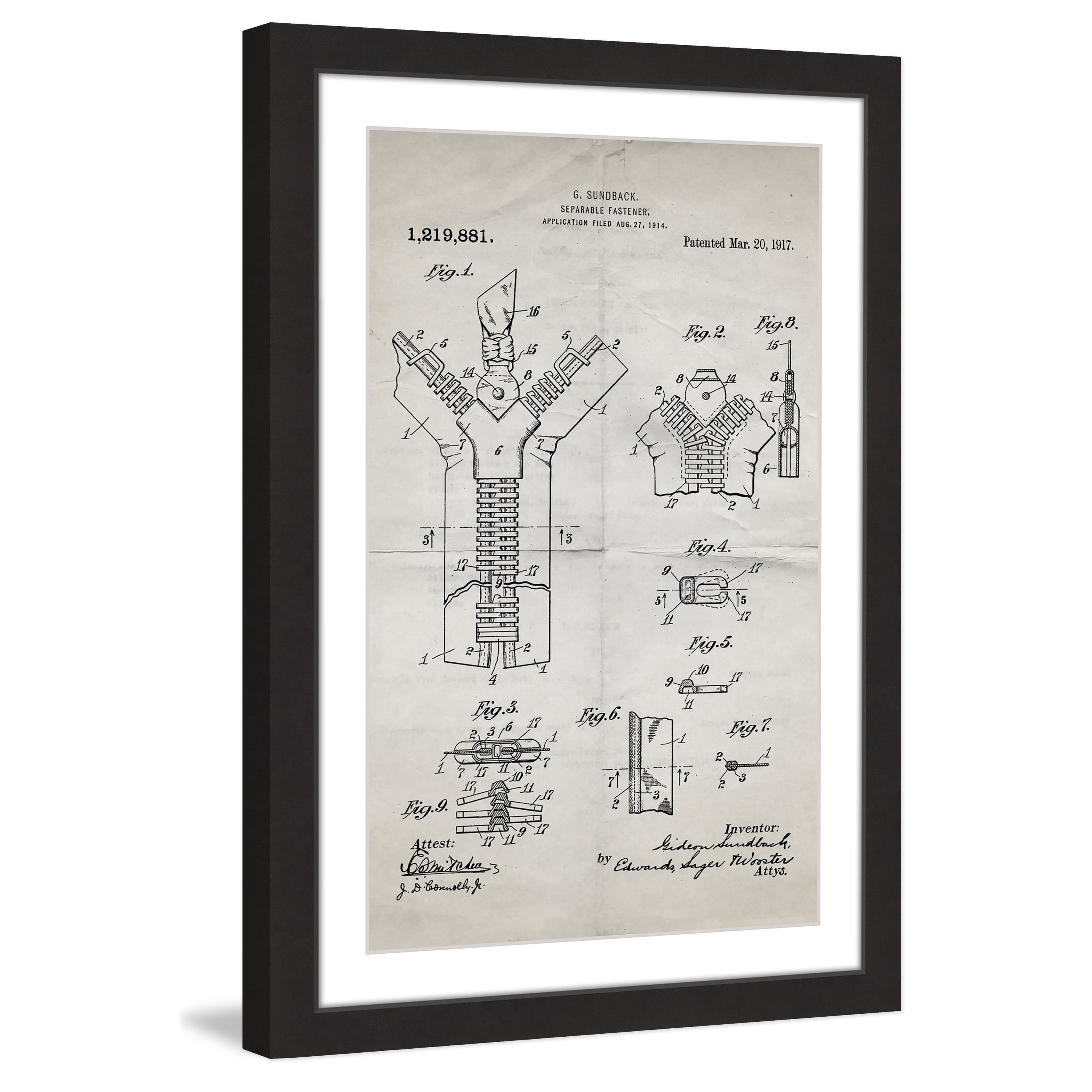 "Zipper 1917 Old Paper" Framed Painting Print
