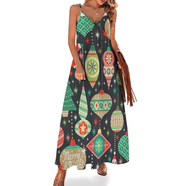 Vestido sin mangas con vibraciones navideñas, vestido de fiesta , vestidos de verano para damas