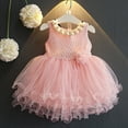 thumbnail image 1 of Robe Princesse pour Filles Enfants en Dentelle à Fleurs, Robe de Fête Formelle, Robe Tutu en Tulle 2-7 Ans, 1 of 5