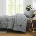 thumbnail image 5 of Flymme Gray Stripe Comforter Set King Size, 7 Piece Boho Bed in a Bag King Comforter Sets with Sheets ,Lightweight Shabby Chic Bedding for Bedroom, 5 of 8