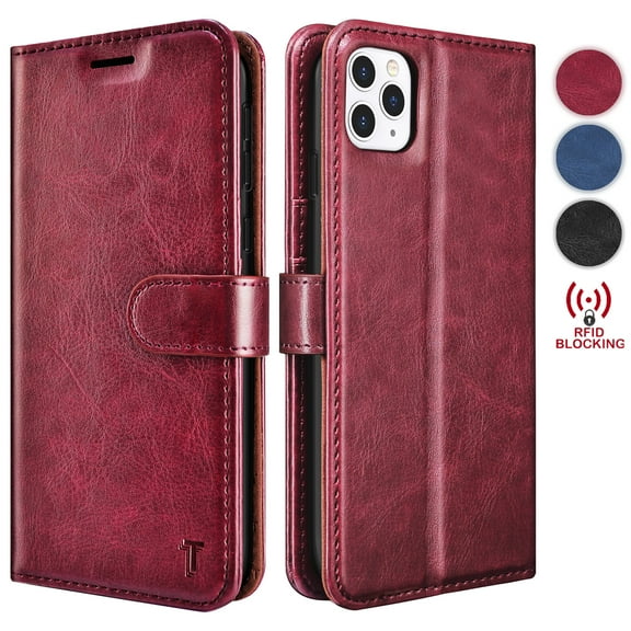 iPhone 11 2019 6.1" Case Wallet, iPhone 11 Leather Cover Case, Tekcoo Premium Vegan Leather [RFID Blocking] Luxury ID Cash Credit Card Slots Holder Carrying Pouch Folio Flip Cover