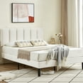 thumbnail image 2 of VECELO Queen Size Upholstered Platform Bed Frame, Adjustable Headboard and Wooden Slats Support, No Box Spring Needed/Easy Assembly, White, 2 of 7