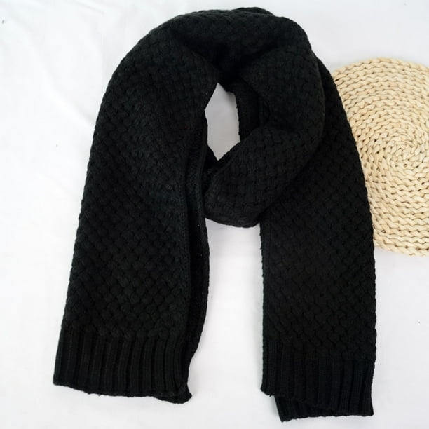 Ladies Chunky Knit Scarf Pashmina Shawls and Wraps for Women Winter Scarf for Women Warm Black JUN