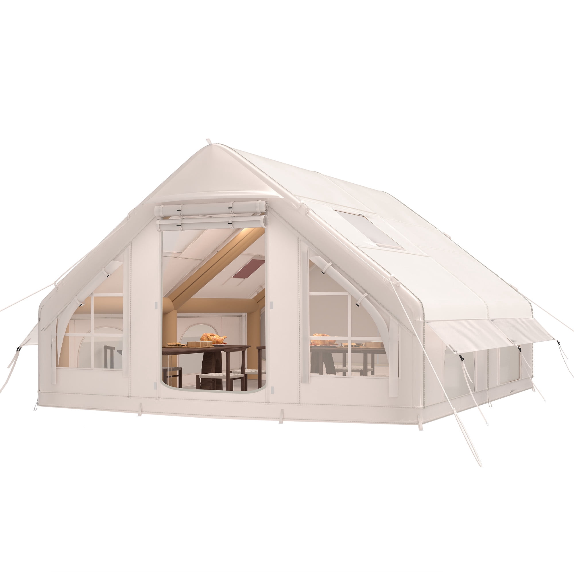 Dextrus Easy Setup 4 Season Waterproof Windproof Outdoor Blow Up Glamping Tent with Pump, Suitable for 2-6 people