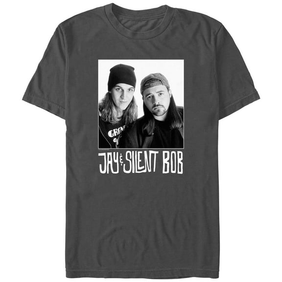 Men's Jay and Silent Bob Black and White Photo Graphic Tee Charcoal 3X Large