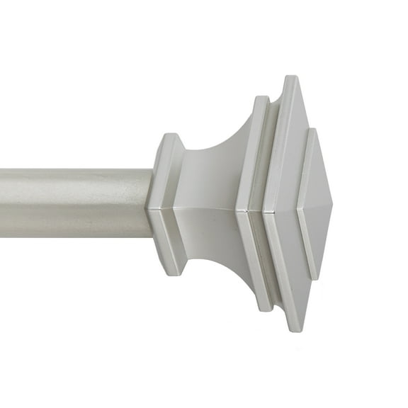 SnugSet 1" Nickel Andrew Square Adjustable Single Curtain Rod, 72"-144"