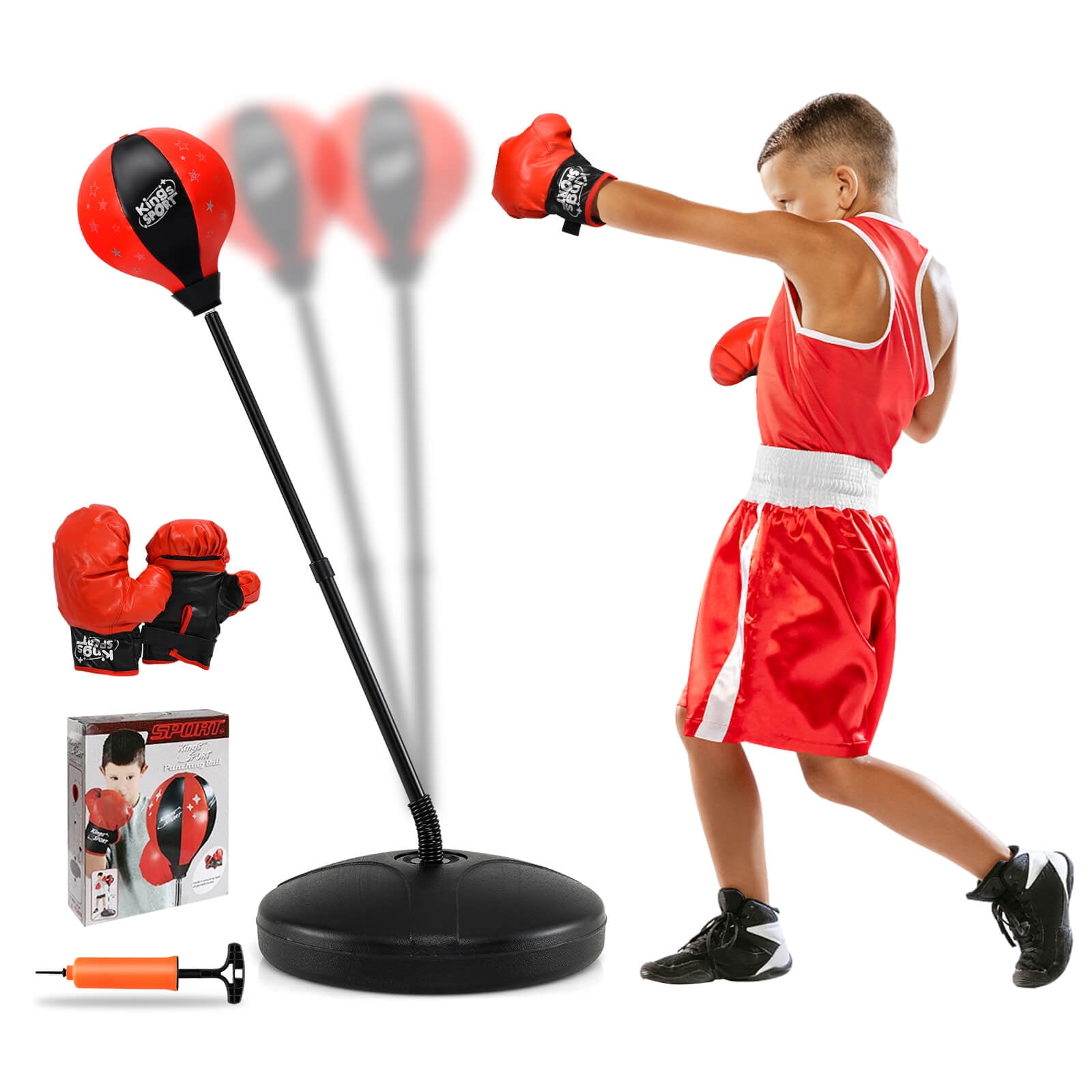 Sac De Frappe Ninja Gonflable 165cm Avec Gants De Boxe – Kit Boxe Enfant 3-12 Ans – Matériau Épais, Réduction Du Stress, Jeu Actif Intérieur/Extérieur