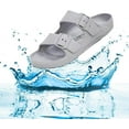 thumbnail image 5 of VICT POPU Womens Sandals Adjustable Double Buckle Strap Waterproof EVA Flat Slides，Light Grey，Sizes 10, 5 of 6
