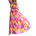 thumbnail image 2 of Sunloudy Vestido de manga larga casual para mujer, estampado a la moda, cuello de barco, vestido largo con cinturón Sunloudy  moda, 2 of 9