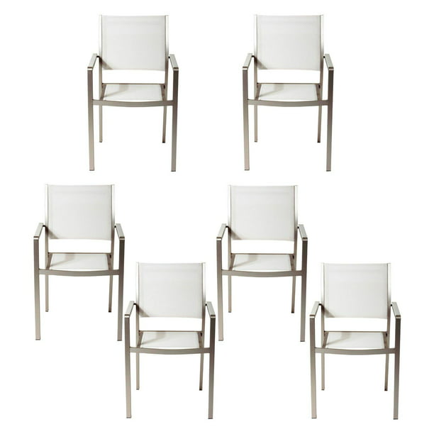 Pangea Home David Outdoor Dining Chairs, Silver Dining Chairs Set Of 6