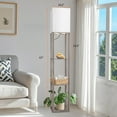 thumbnail image 5 of Shelf Floor Lamps for Bedroom Oak Gray Standing Lamp with 3 CCT LED Bulb Floor Lamp with Shelves Corner for Living Room Office Decor, 5 of 7