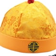 thumbnail image 4 of Sombrero de príncipe heredero, sombrero de emperador Qing, sombrero Oriental chino de satén, sombrero de propietario para fotografía, Fiesta Temática, Amarillo 54cm, 4 of 8