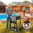 thumbnail image 3 of 2 Burner Portable Propane Griddle with Enameled Tray & Lid, 20000 BTU Rolling Flat Top Gas Grill with Electronic Ignition, Side Shelves & Regulator for Outdoor Cooking Camping BBQ Tailgating, 3 of 6
