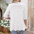 thumbnail image 5 of Conairie Summer Cardigan for Women 3/4 Sleeves Open Front Lightweight Casual Tops Soft Netted Knit Draped Ruffles Cover U.S White XL, 5 of 6