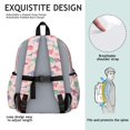 thumbnail image 5 of Pink Cartoon Dinosaurs Leaves Pattern Cute School Backpack with Padded Back and Adjustable Shoulder Straps 13.4"x11"x4.7", 5 of 5