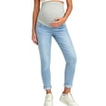 thumbnail image 6 of YUANxueke Maternity Jeans for Women Straight Wide Leg Pregnancy Denim Pants Over The Belly Stretchy Jeans,Light Blue,XXL, 6 of 6